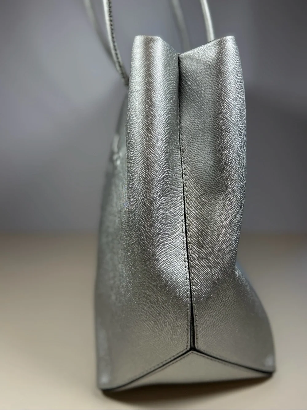 Marc Jacobs Metallic Silver Embossed Logo Tote